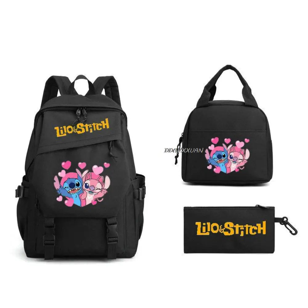 Kit Escolar Lilo & Stitch: Mochila, Lancheira e Estojo
