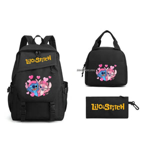 Kit Escolar Lilo & Stitch: Mochila, Lancheira e Estojo