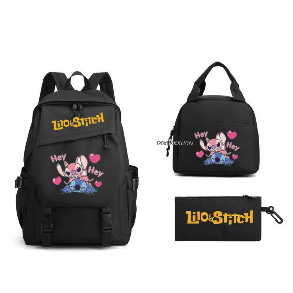 Kit Escolar Lilo & Stitch: Mochila, Lancheira e Estojo