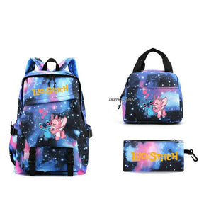 Kit Escolar Lilo & Stitch: Mochila, Lancheira e Estojo