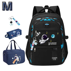 Kit Mochila Escolar Astronauta Ortopédica Preto -1-- M