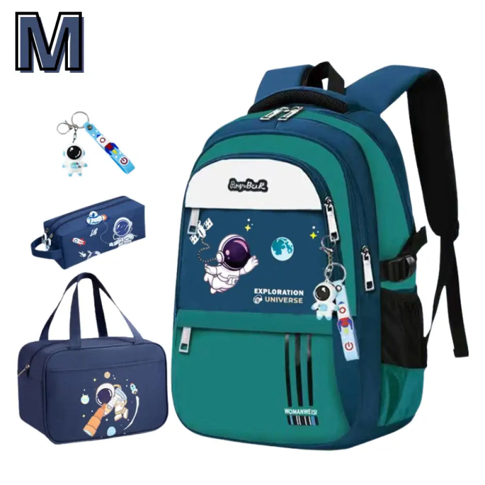 Kit Mochila Escolar Astronauta Ortopédica Verde -2- M