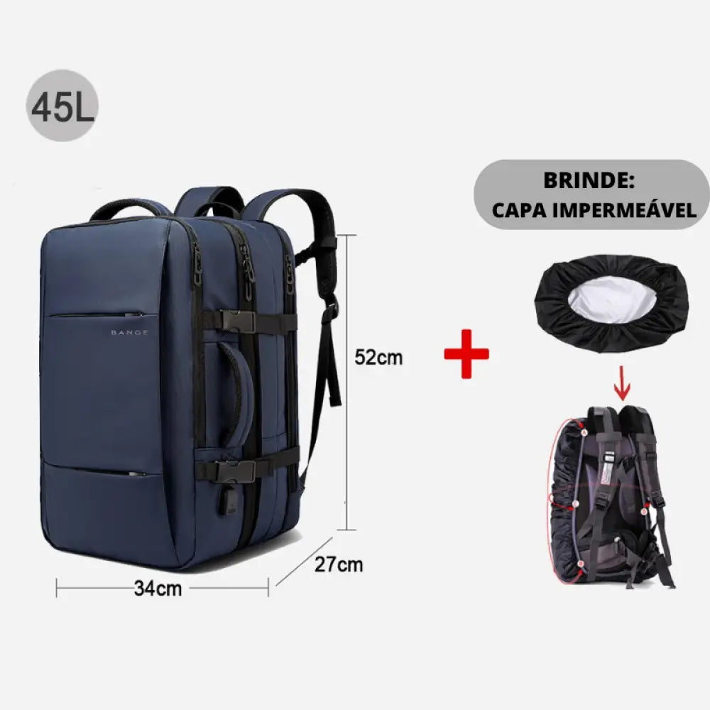 Mochila para Viagem - 37 a 45 Litros + Capa Impermeável de Brinde