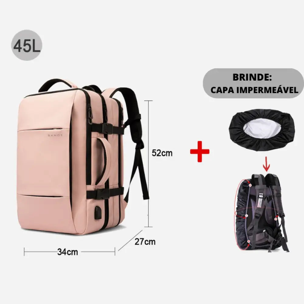Mochila para Viagem - 37 a 45 Litros + Capa Impermeável de Brinde