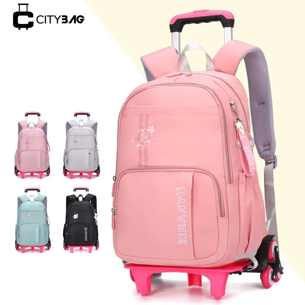 Mochila Escolar com 6 rodinhas para Meninas