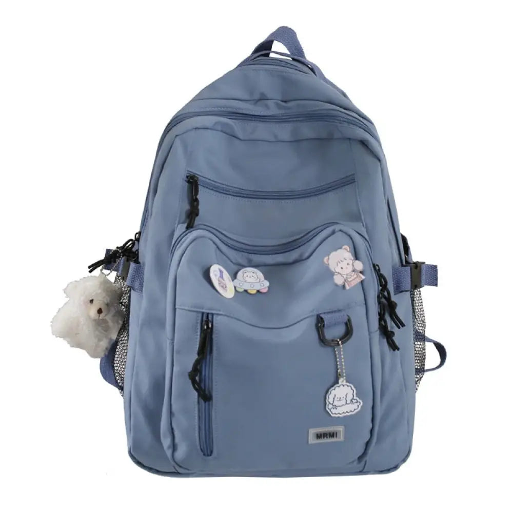 Mochila Escolar Feminina com Chaveiro de Ursinho