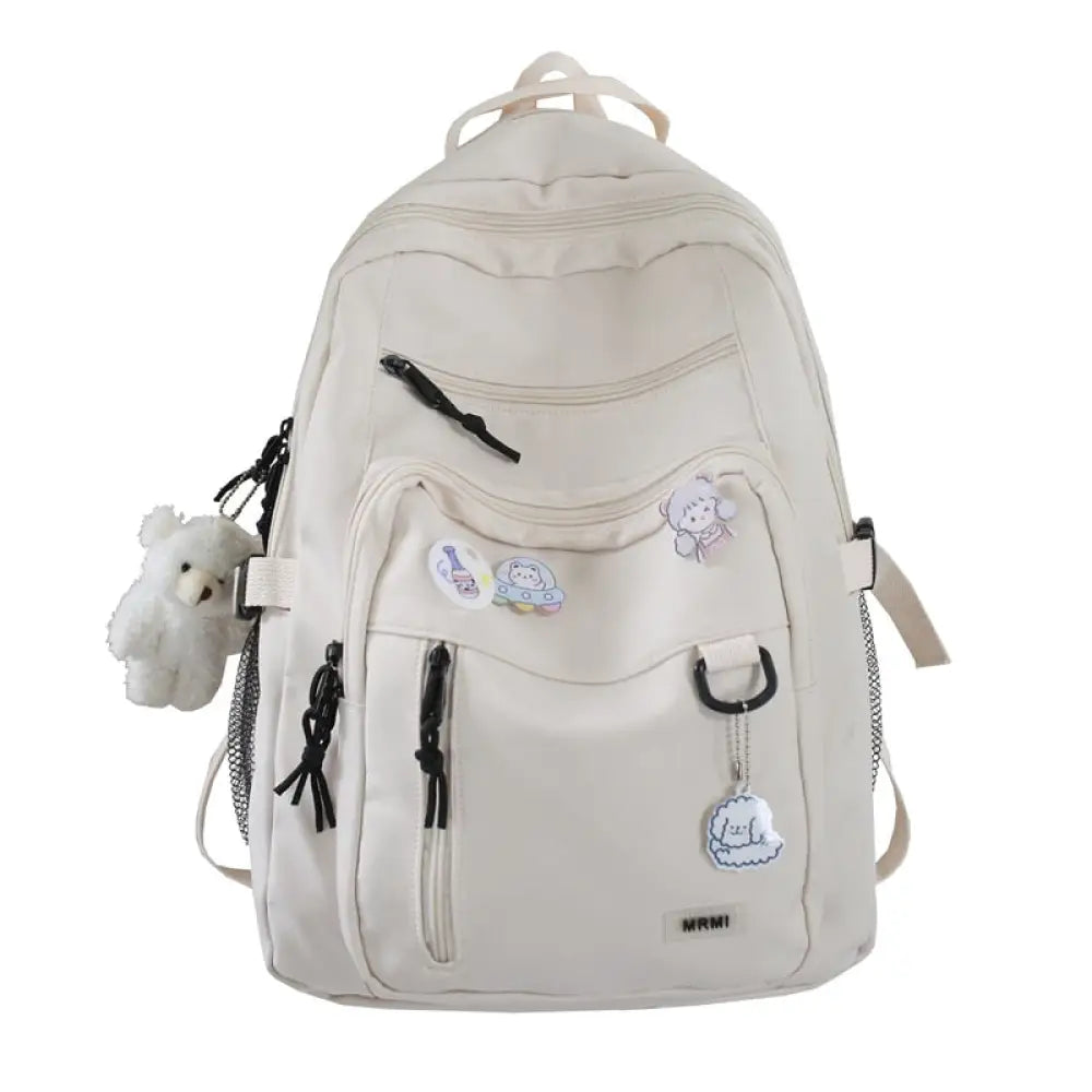 Mochila Escolar Feminina com Chaveiro de Ursinho