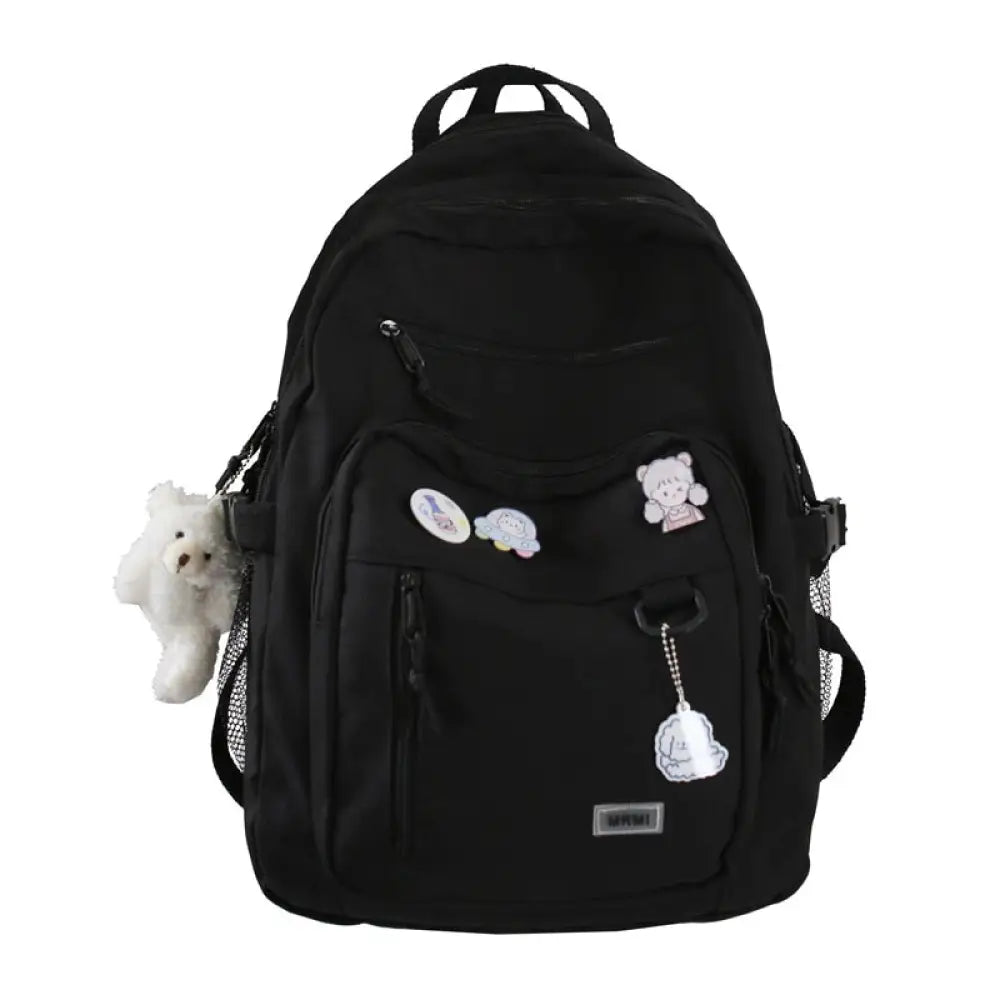 Mochila Escolar Feminina com Chaveiro de Ursinho