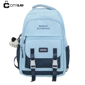 Mochila Escolar Feminina Impermeável  com Chaveiro - CityBag