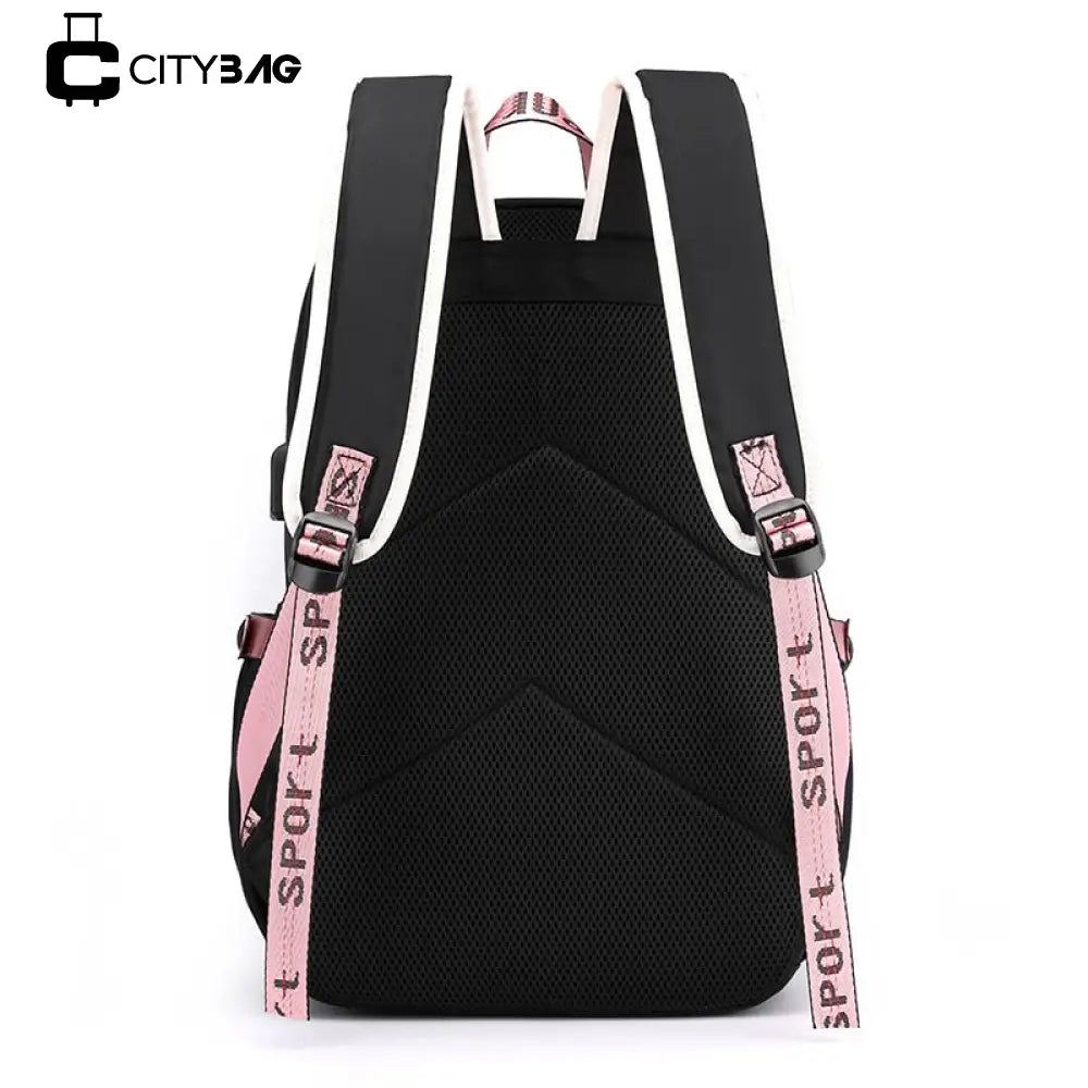 Mochila Escolar Feminina Impermeável com Porta de Usb Externa