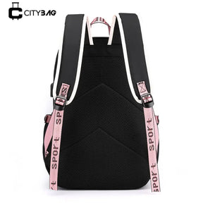 Mochila Escolar Feminina Impermeável com Porta de Usb Externa