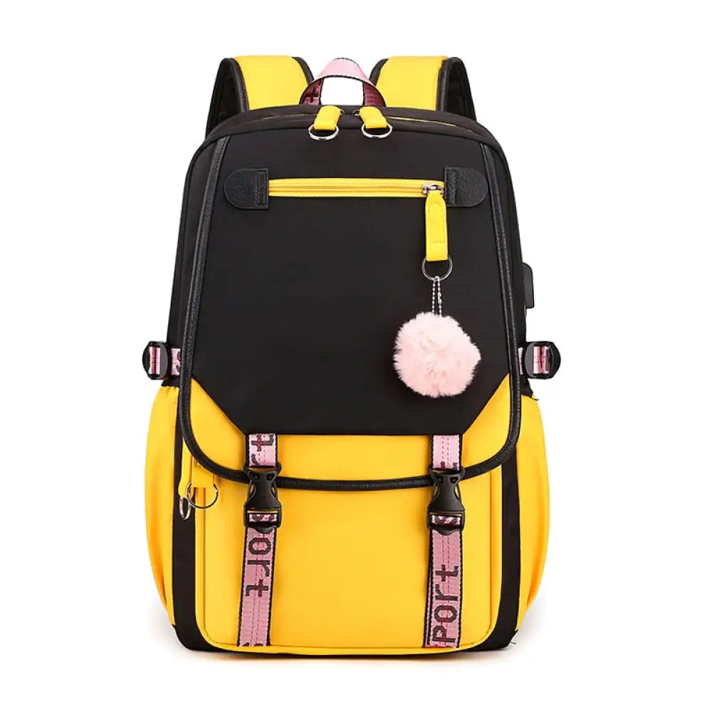 Mochila Escolar Feminina Impermeável com Porta de Usb Externa