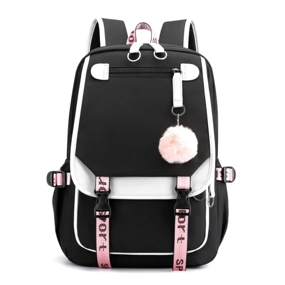 Mochila Escolar Feminina Impermeável com Porta de Usb Externa