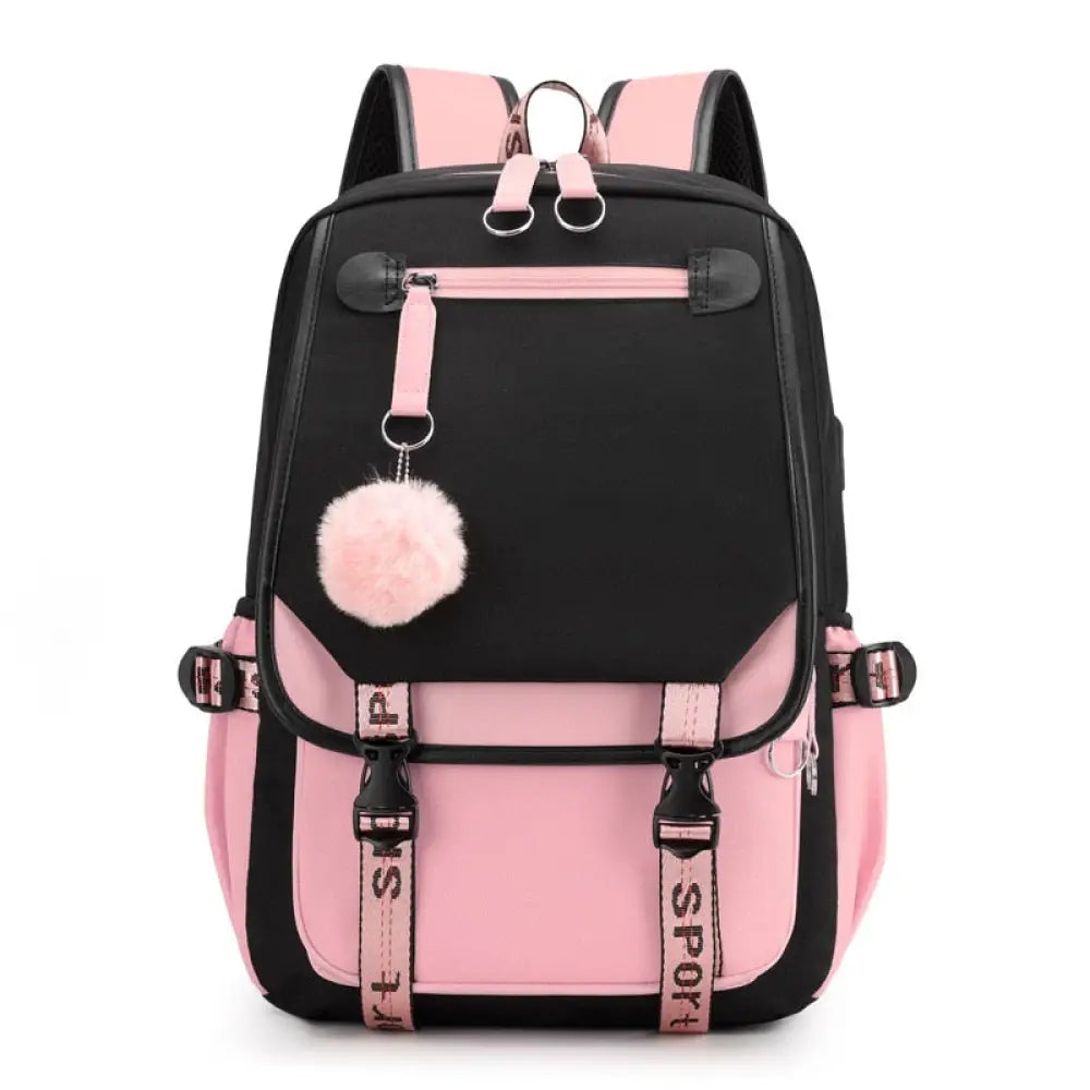 Mochila Escolar Feminina Impermeável com Porta de Usb Externa