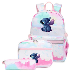 Mochila Escolar Feminina Infantil Com Lancheira E Estojo Kit 3 Peças 015