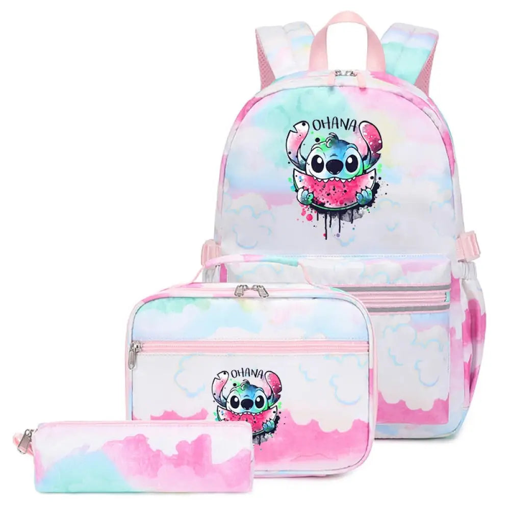 Mochila Escolar Feminina Infantil Com Lancheira E Estojo Kit 3 Peças 019