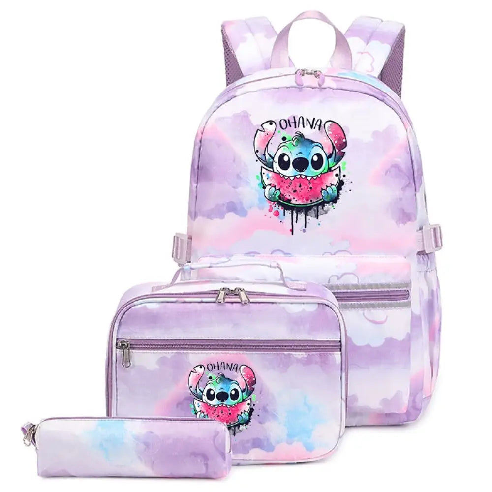 Mochila Escolar Feminina Infantil Com Lancheira E Estojo Kit 3 Peças 020