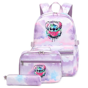 Mochila Escolar Feminina Infantil Com Lancheira E Estojo Kit 3 Peças 020