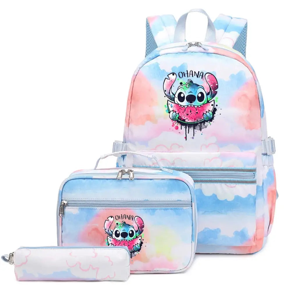 Mochila Escolar Feminina Infantil Com Lancheira E Estojo Kit 3 Peças 021