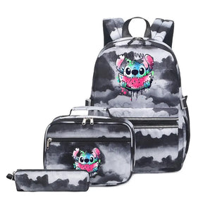 Mochila Escolar Feminina Infantil Com Lancheira E Estojo Kit 3 Peças 022