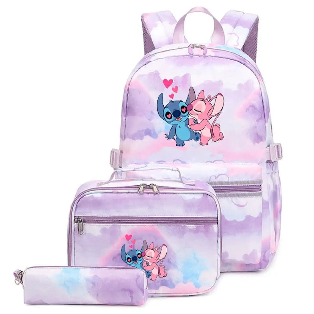 Mochila Escolar Feminina Infantil Com Lancheira E Estojo Kit 3 Peças 024
