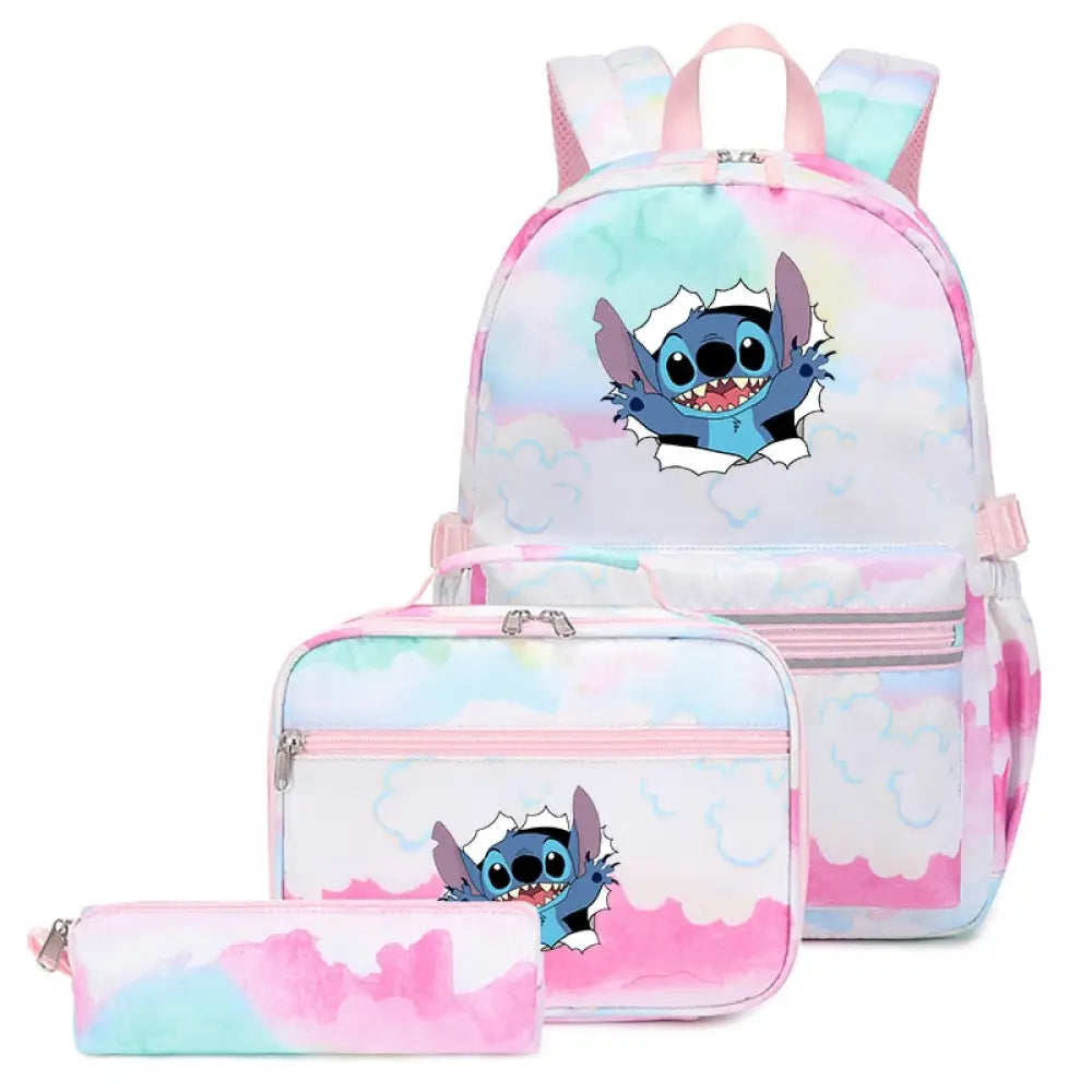 Mochila Escolar Feminina Infantil Com Lancheira E Estojo Kit 3 Peças 029
