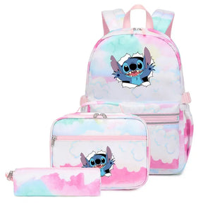 Mochila Escolar Feminina Infantil Com Lancheira E Estojo Kit 3 Peças 029