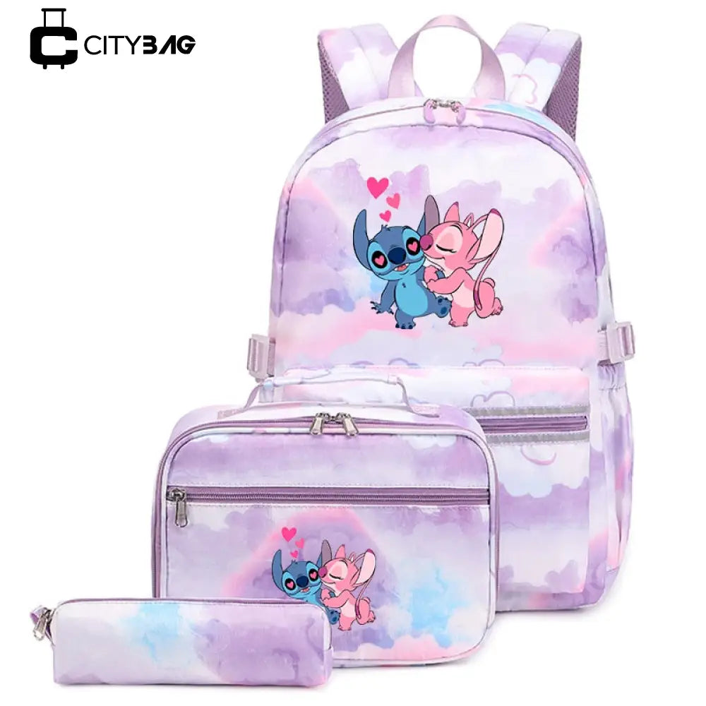 Mochila Escolar Feminina Infantil Com Lancheira E Estojo Kit 3 Peças