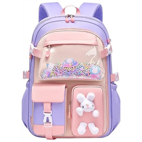 Mochila Escolar Infantil Espaçosa Roxa (Pequena)