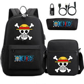 Mochila Escolar Infantil One Piece com Lancheira e Estojo Kit 3 Peças