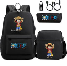 Mochila Escolar Infantil One Piece com Lancheira e Estojo Kit 3 Peças