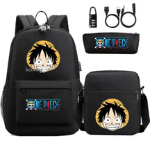 Mochila Escolar Infantil One Piece com Lancheira e Estojo Kit 3 Peças