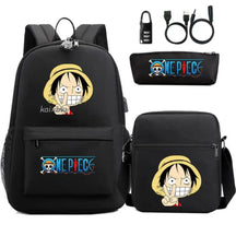 Mochila Escolar Infantil One Piece com Lancheira e Estojo Kit 3 Peças