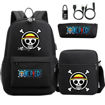 Mochila Escolar Infantil One Piece com Lancheira e Estojo Kit 3 Peças