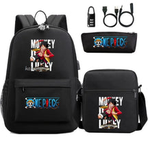Mochila Escolar Infantil One Piece com Lancheira e Estojo Kit 3 Peças