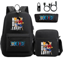 Mochila Escolar Infantil One Piece com Lancheira e Estojo Kit 3 Peças