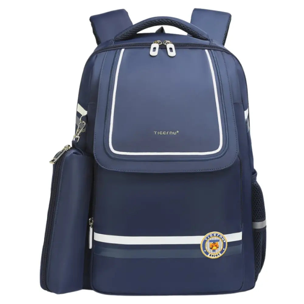 Mochila Escolar Moderna Com Estojo Azul