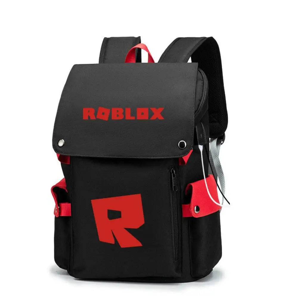 Mochila Escolar Roblox com Entrada de Fones de Ouvido e USB