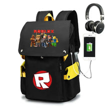 Mochila Escolar Roblox com Entrada de Fones de Ouvido e USB