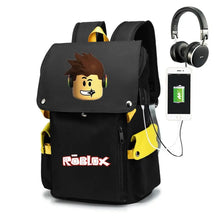 Mochila Escolar Roblox com Entrada de Fones de Ouvido e USB