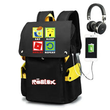 Mochila Escolar Roblox com Entrada de Fones de Ouvido e USB