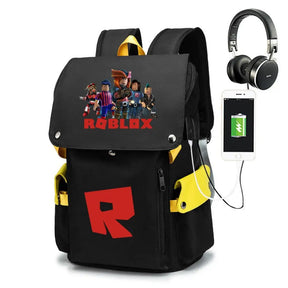Mochila Escolar Roblox com Entrada de Fones de Ouvido e USB