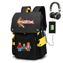 Mochila Escolar Roblox com Entrada de Fones de Ouvido e USB