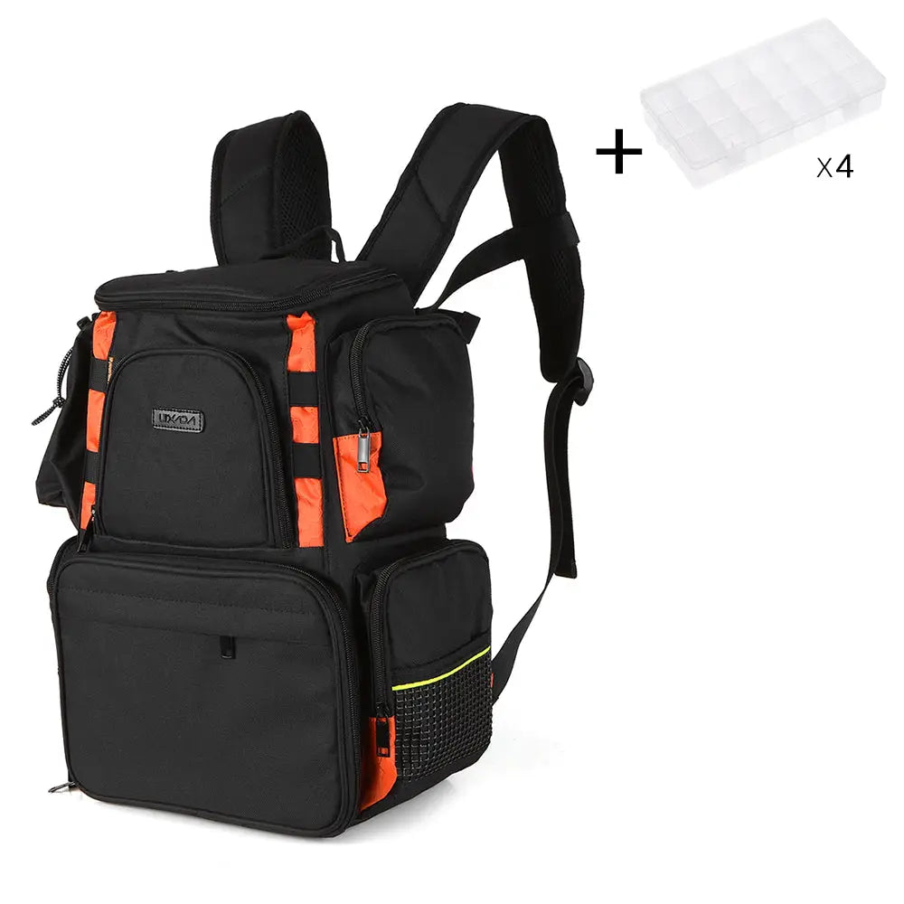 Mochila Impermeável Para Pesca Com / Sem 4 Caixas Preta - Grande Com Caixas China