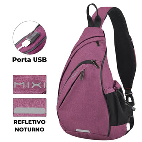 Mochila Transversal Versátil Masculina - Impermeável e com Entrada USB