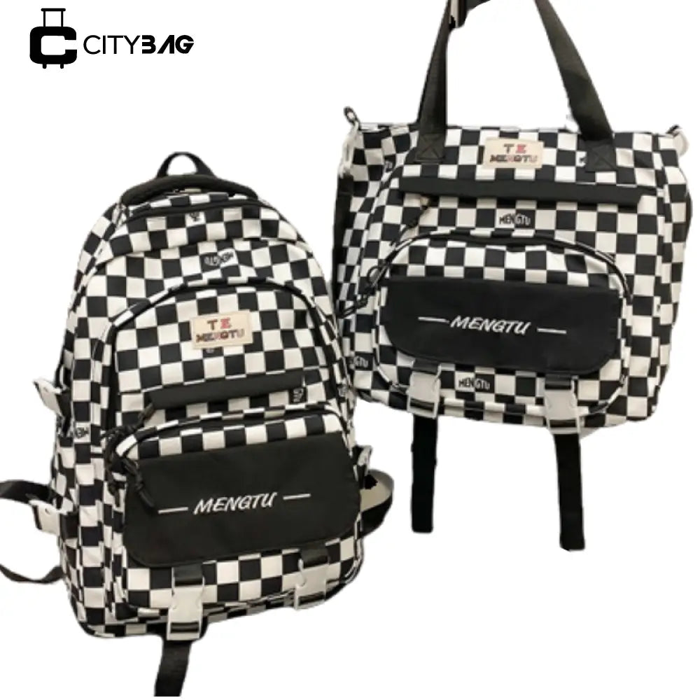 Mochila/Bolsa Escolar Feminina Xadrez
